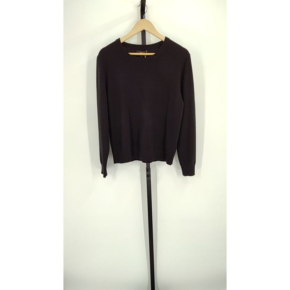 Quince Women Mongolian Cashmere Crewneck Sweater Black Sleeved Top L - Picture 2 of 3